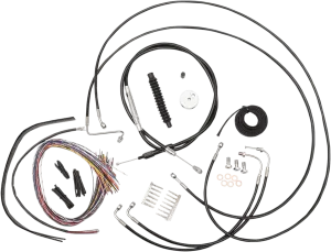 LA Choppers LA-8051KT2-08B Complete Handlebar Cable and Brake Line Kit - Black Vinyl/Stainless