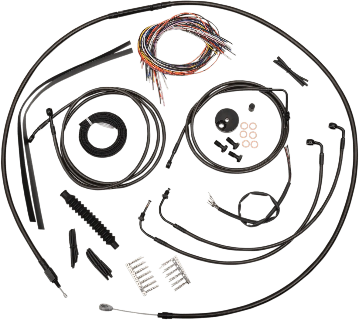 LA Choppers LA-8051KT2-16M Complete Handlebar Cable and Brake Line Kit - Midnight