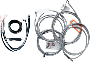 LA Choppers LA-8052KT2-08 Complete Handlebar Cable/Brake & Clutch Line/Wire Kit - Stainless Braided