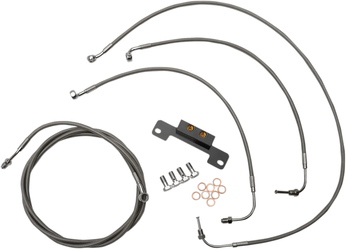 LA Choppers LA-8055KT-13 Standard Handlebar Cable/Brake & Clutch Line/Wire Kit - Stainless Braided