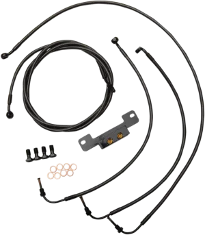 LA Choppers LA-8055KT-16M Standard Handlebar Cable/Brake & Clutch Line/Wire Kit - Black Vinyl/Stainless