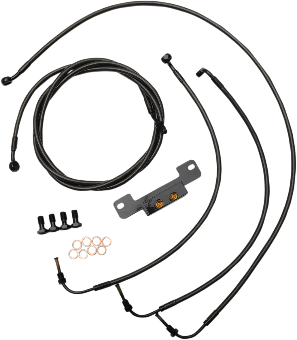 LA Choppers LA-8055KT-19M Standard Handlebar Cable/Brake & Clutch Line/Wire Kit - Black Vinyl/Stainless