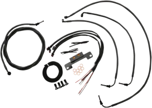LA Choppers LA-8055KT2-19M Complete Handlebar Cable/Brake & Clutch Line/Wire Kit - Black Vinyl/Stainless