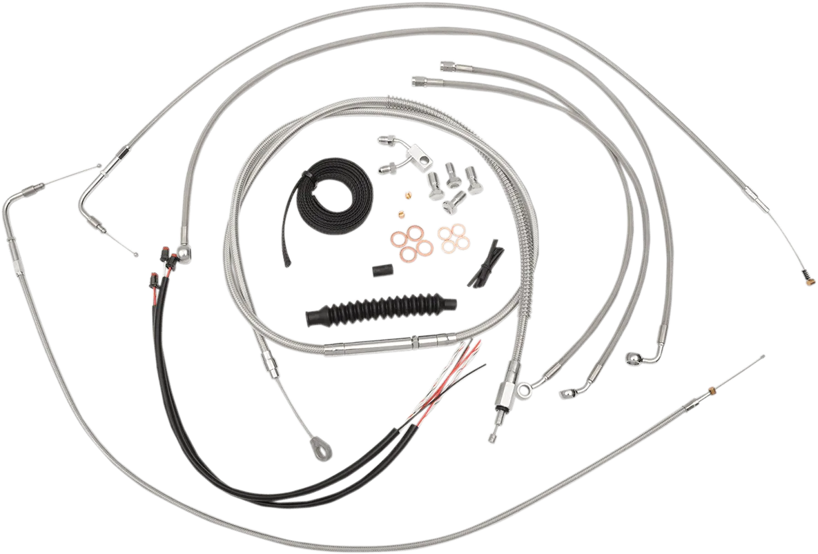 LA Choppers LA-8122KT2-16 Complete Handlebar Cable/Brake & Clutch Line/Wire Kit - Stainless Braided