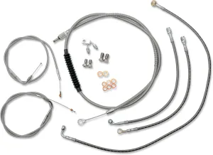 LA Choppers LA-8123KT-13 Standard Handlebar Cable/Brake & Clutch Line/Wire Kit - Stainless Braided