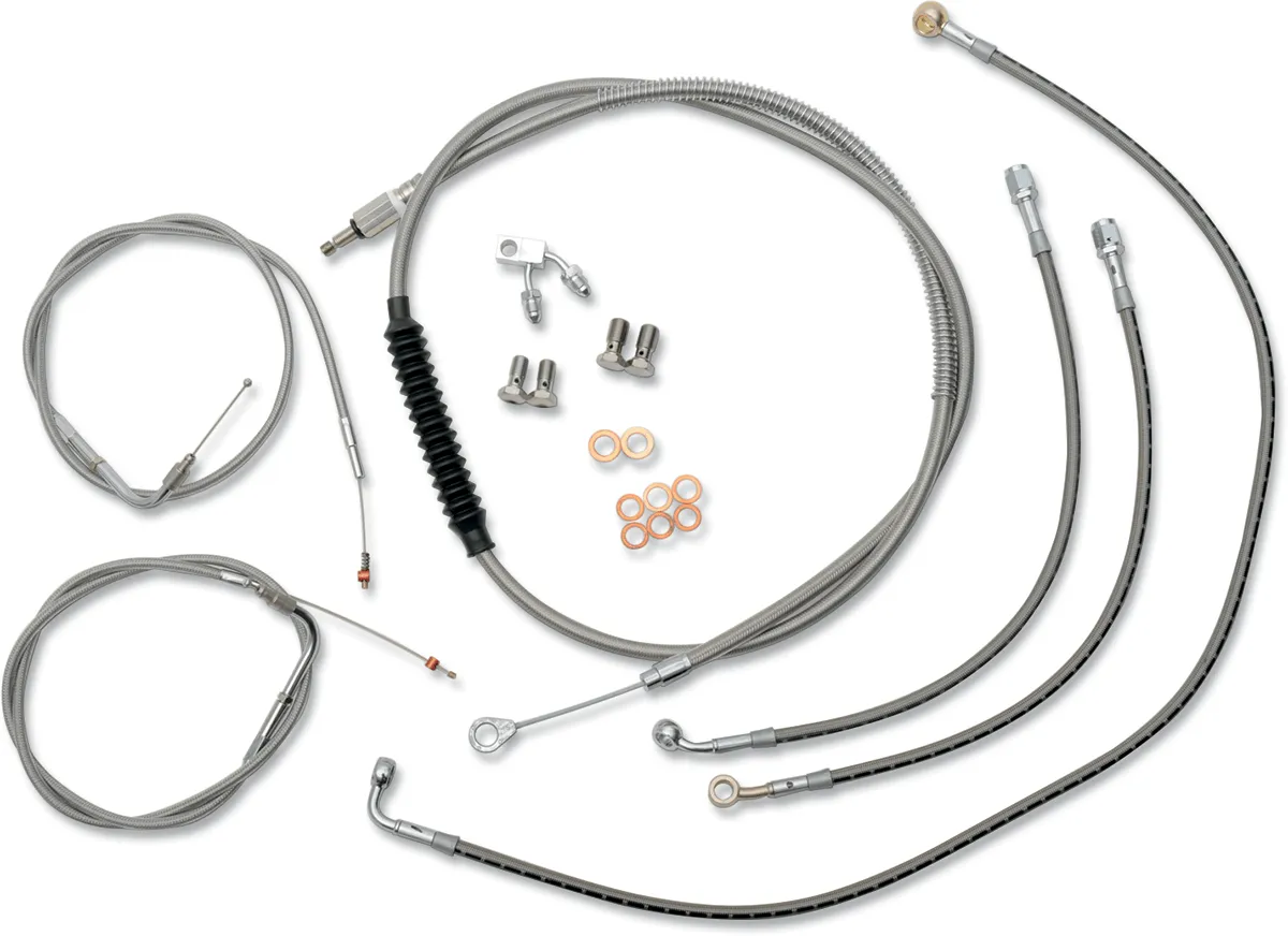 LA Choppers LA-8123KT-13 Standard Handlebar Cable/Brake & Clutch Line/Wire Kit - Stainless Braided