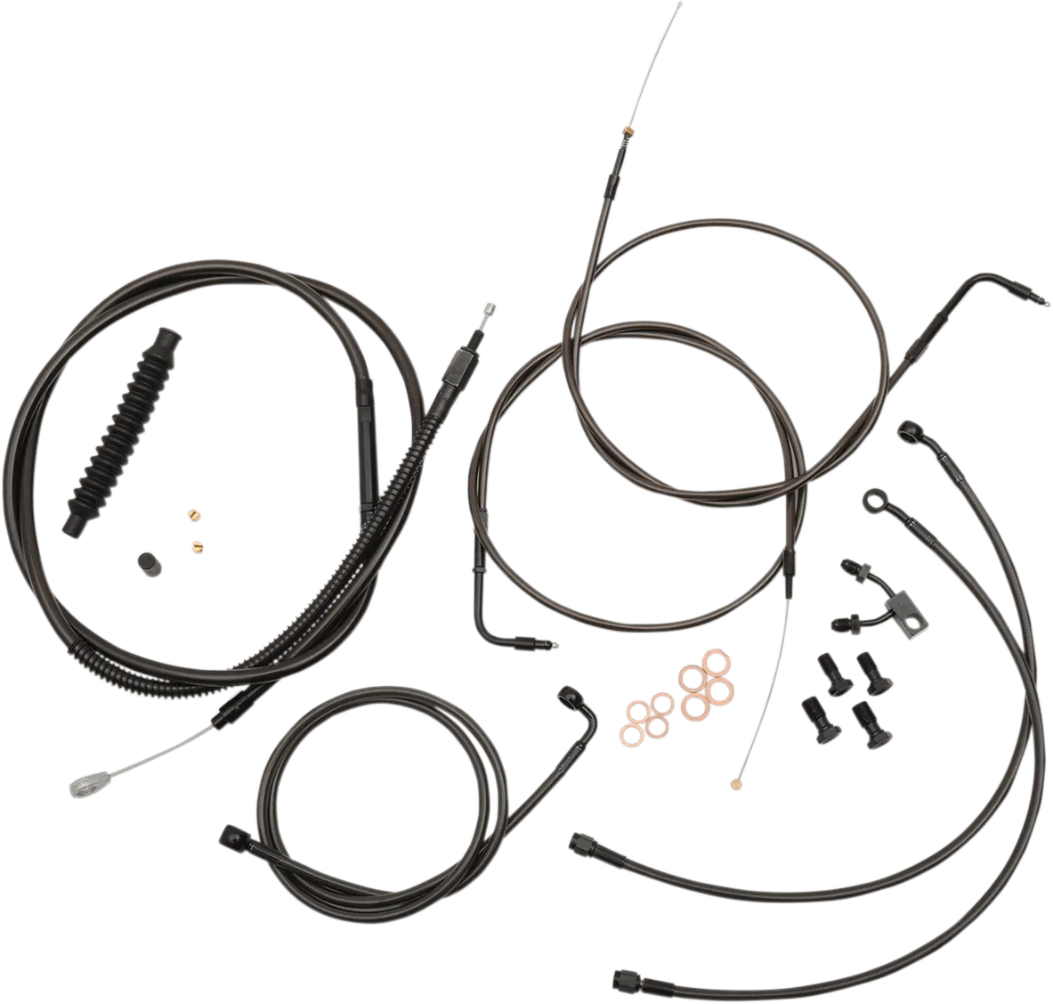 LA Choppers LA-8123KT-16M Standard Handlebar Cable/Brake & Clutch Line/Wire Kit - Midnight Black
