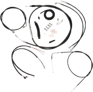 LA Choppers LA-8123KT2-16B Complete Handlebar Cable/Brake & Clutch Line/Wire Kit - Black Vinyl/Stainless