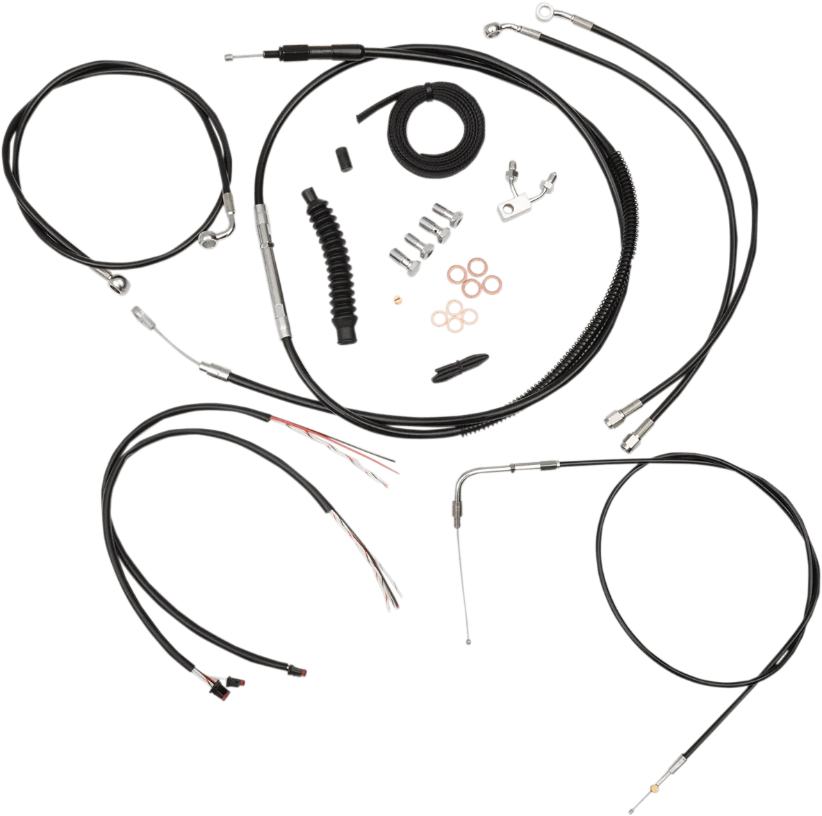LA Choppers LA-8123KT2-16B Complete Handlebar Cable/Brake & Clutch Line/Wire Kit - Black Vinyl/Stainless