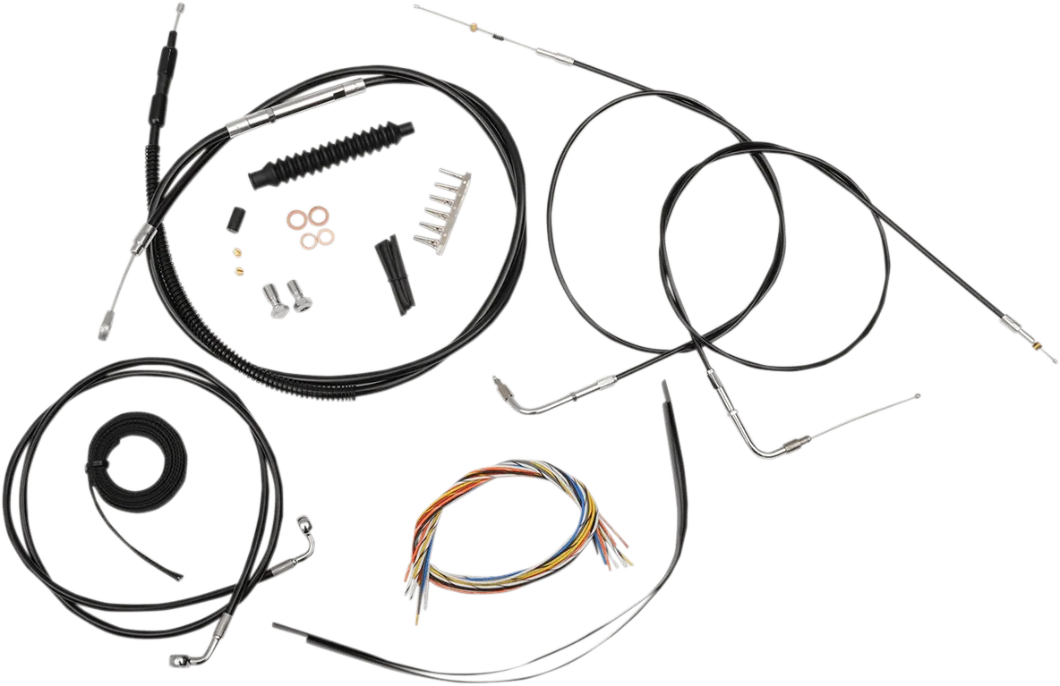 LA Choppers LA-8140KT2-19B Complete Handlebar Cable and Brake Line Kit - Black Vinyl/Stainless