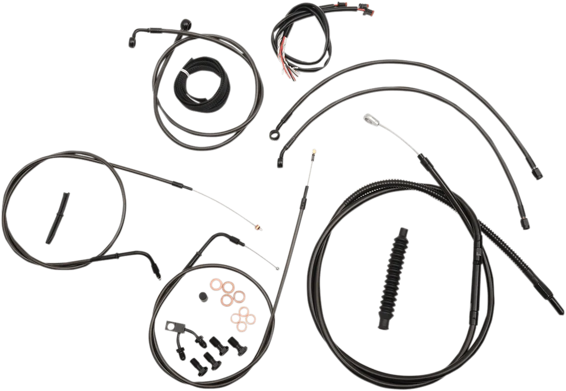 LA Choppers LA-8150KT2-13M Complete Handlebar Cable and Brake Line Kit - Midnight