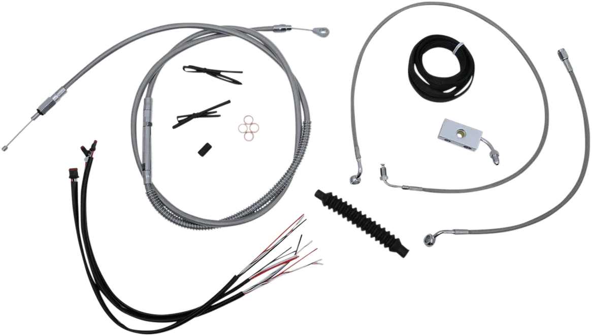 LA Choppers LA-8152KT2-19 Complete Handlebar Cable/Brake & Clutch Line/Wire Kit - Stainless Braided