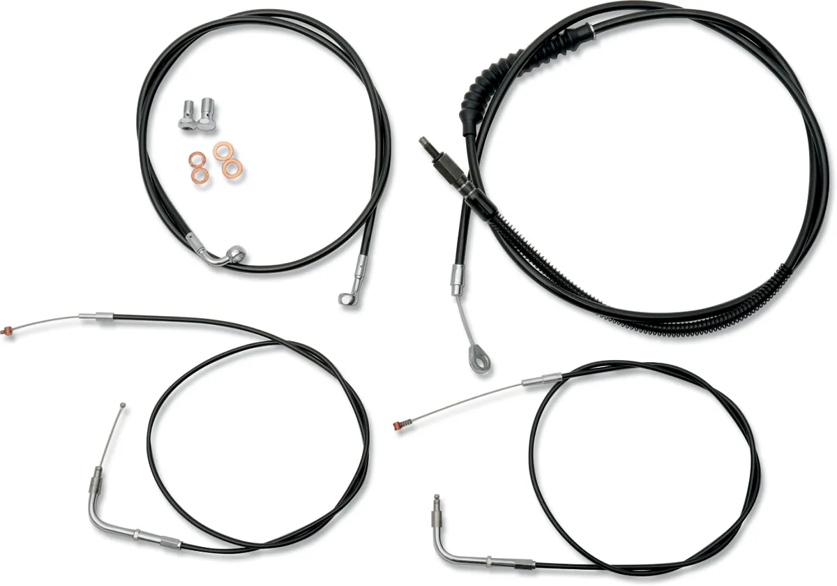 LA Choppers LA-8230KT-16B Standard Handlebar Cable/Brake & Clutch Line/Wire Kit - Black Vinyl/Stainless