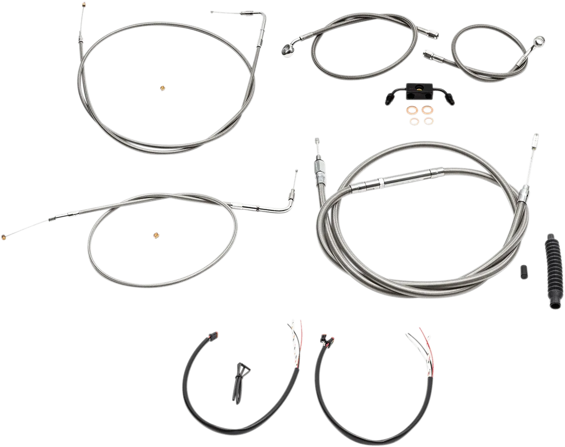 LA Choppers LA-8231KT2-13 Complete Handlebar Cable/Brake & Clutch Line/Wire Kit - Stainless Braided