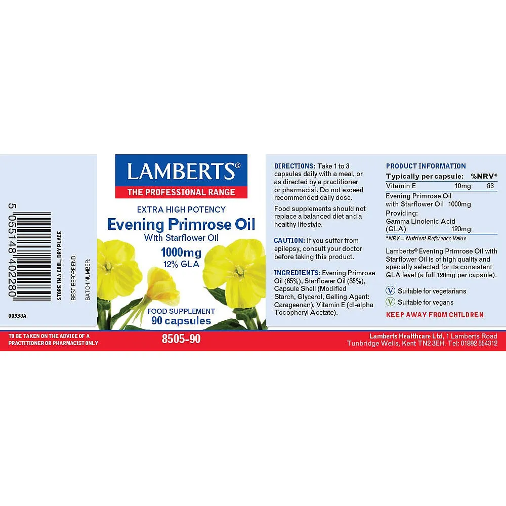 Lamberts Evening Primrose Oil with Starflower Oil 1000mg 90's