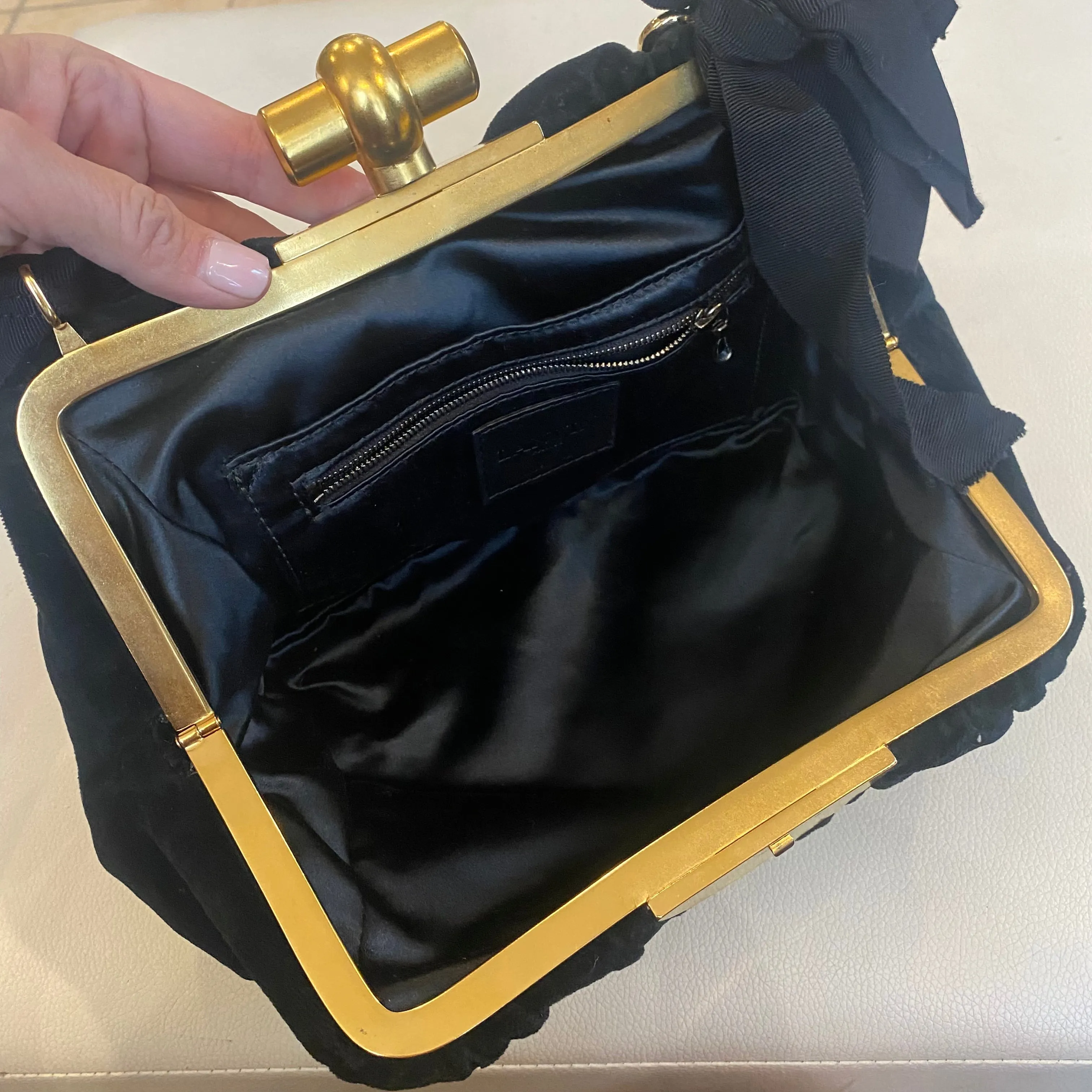 LANVIN  Black Velvet Evening Handbag