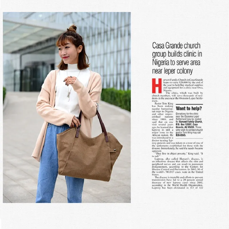 Large Capacity Canvas Handbag