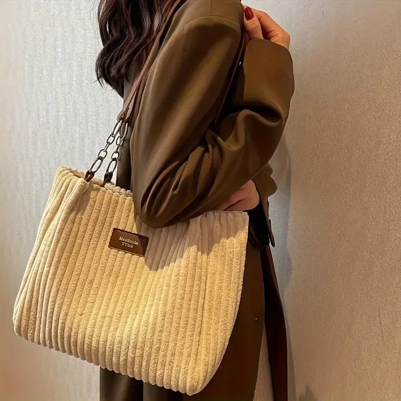 Layla™ - Chic Corduroy Tote Bag