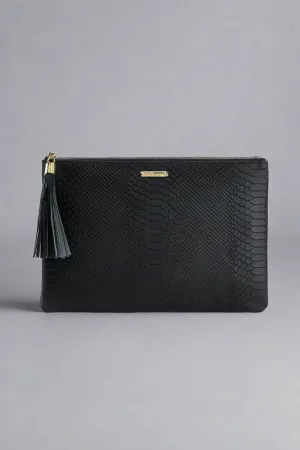 Leather Uber Clutch in Black