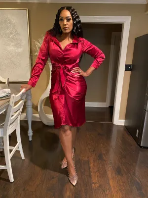 Leave Your Best Impression Satin Dress