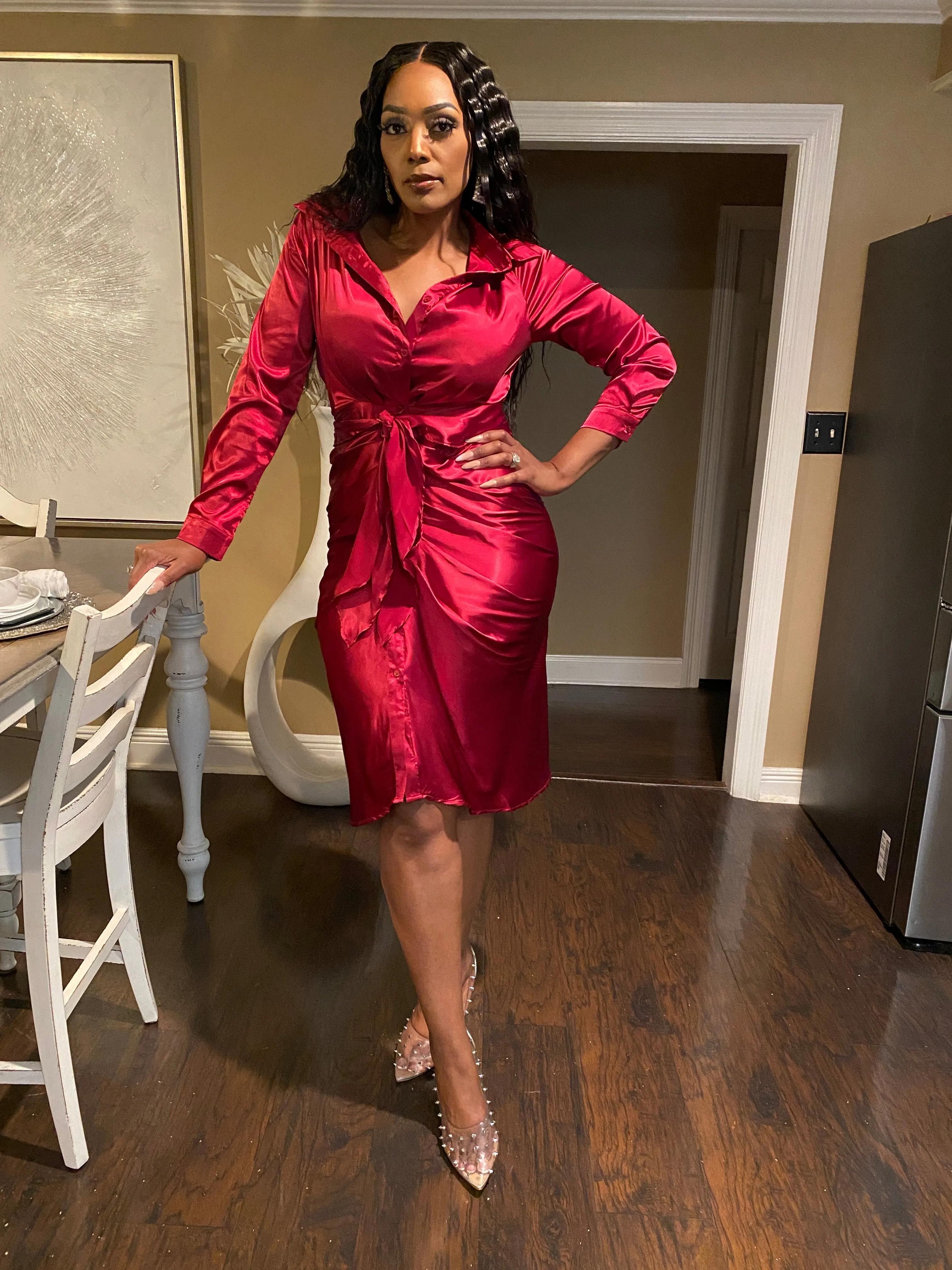 Leave Your Best Impression Satin Dress