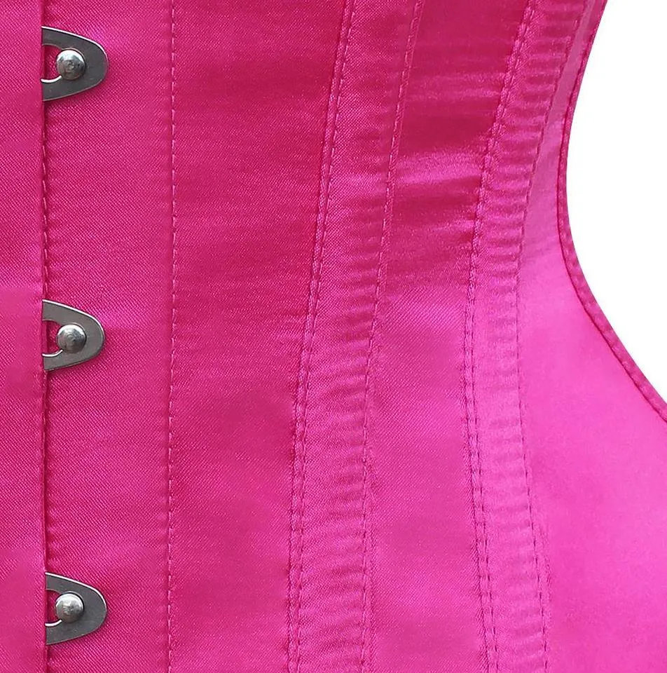 Lorenn Underbust Curvy Corset in Magenta Satin
