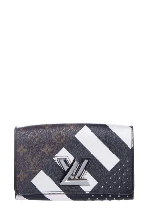 Louis Vuitton 2016 Black and White Twist Chain Studded Monogram Canvas WOC