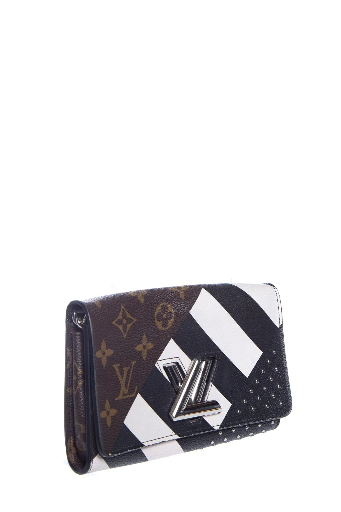 Louis Vuitton 2016 Black and White Twist Chain Studded Monogram Canvas WOC