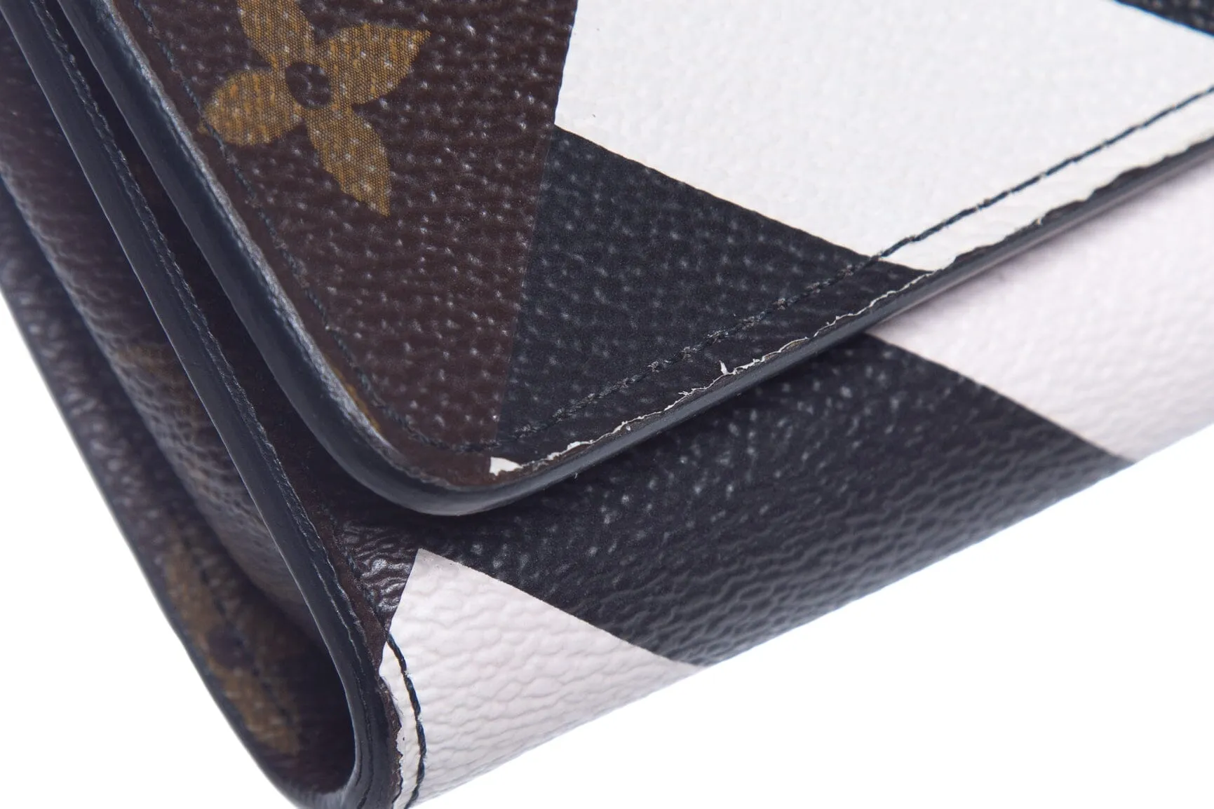 Louis Vuitton 2016 Black and White Twist Chain Studded Monogram Canvas WOC