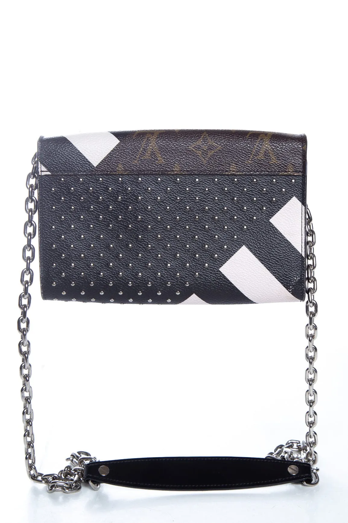 Louis Vuitton 2016 Black and White Twist Chain Studded Monogram Canvas WOC