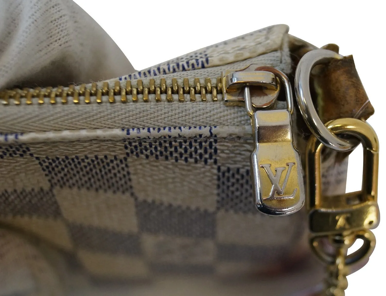 LOUIS VUITTON Damier Azur Pochette Eva Clutch Shoulder Bag