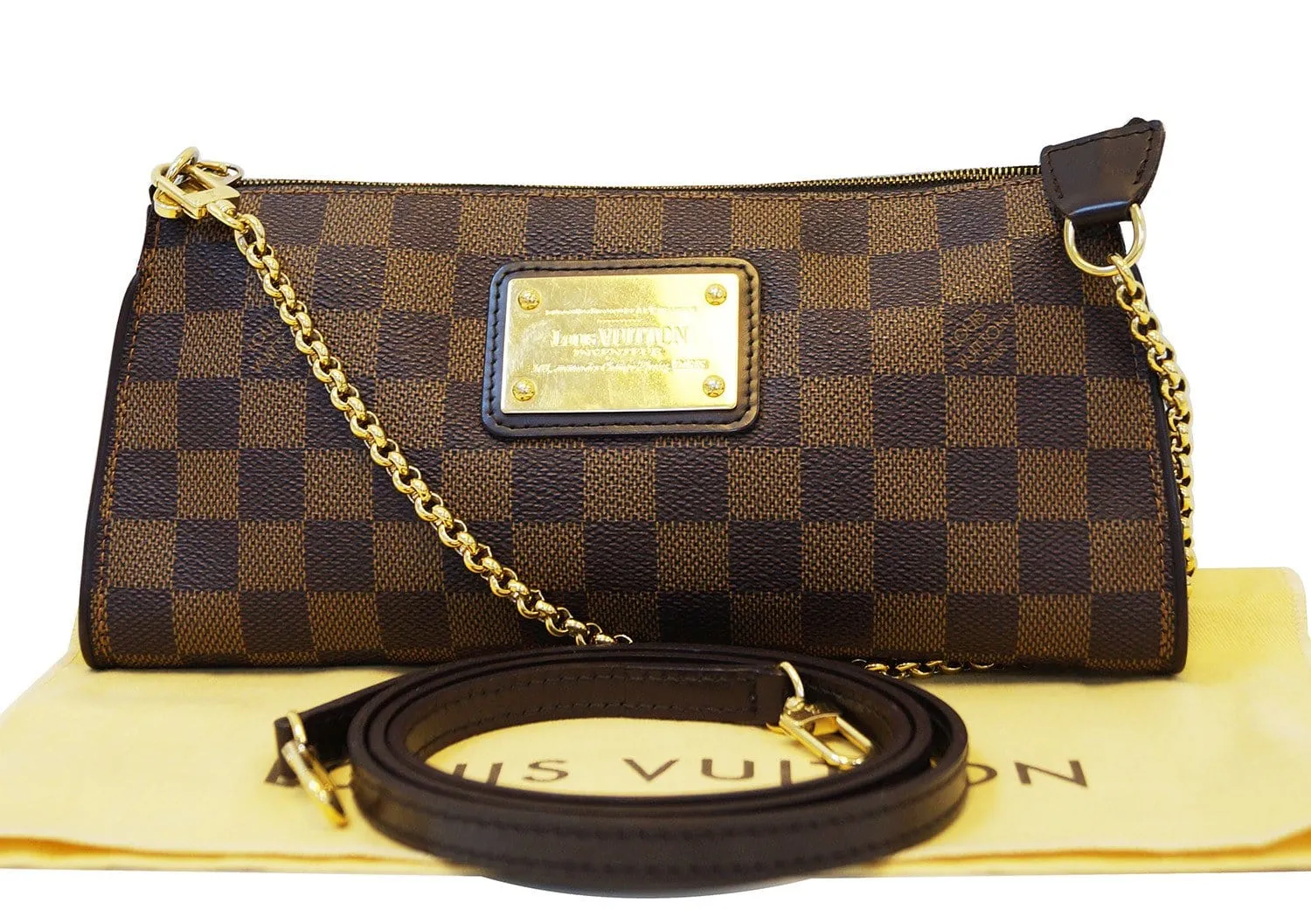 LOUIS VUITTON Damier Ebene Pochette Eva Clutch Shoulder Bag