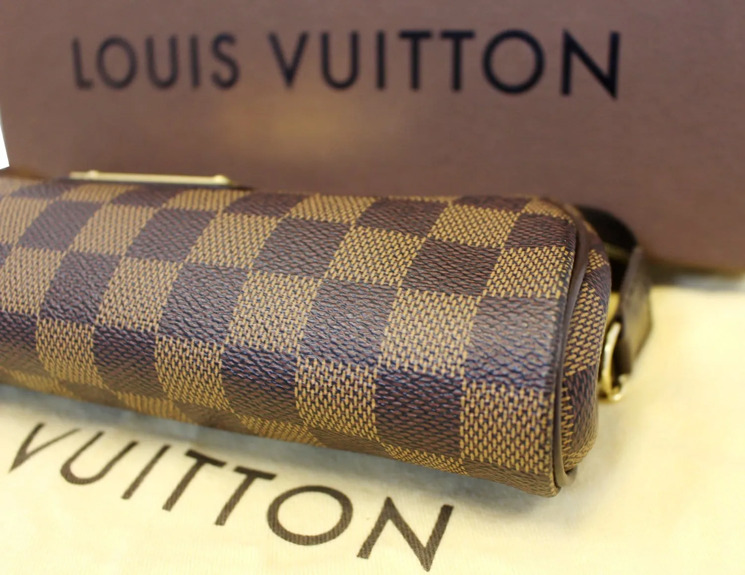 LOUIS VUITTON Damier Ebene Pochette Eva Clutch Shoulder Crossbody Bag
