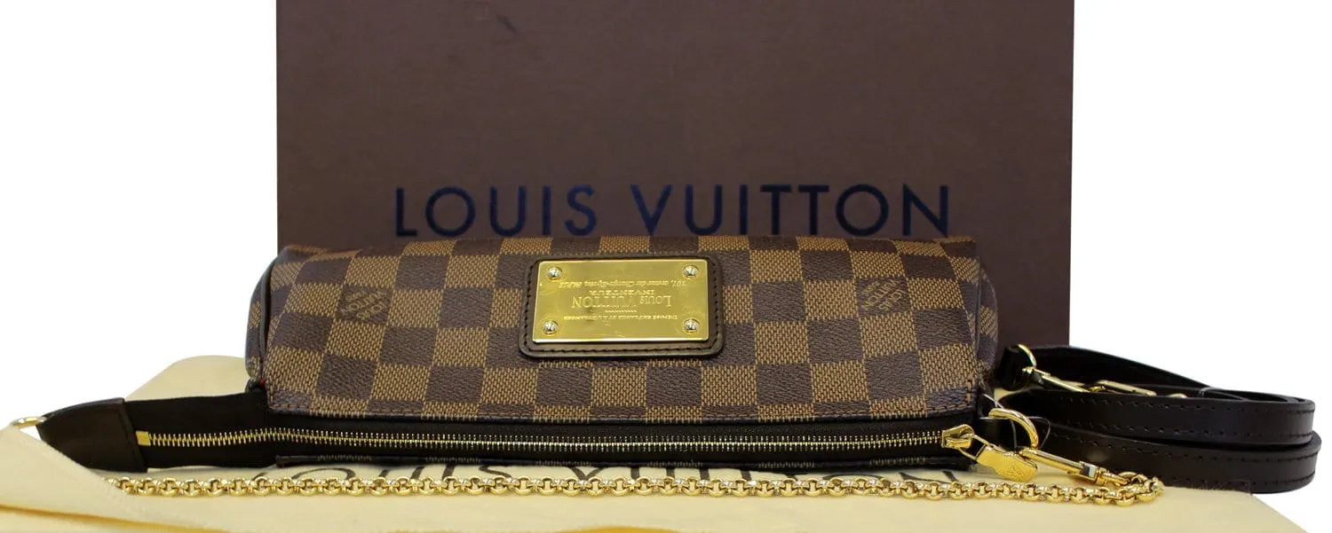 LOUIS VUITTON Damier Ebene Pochette Eva Clutch Shoulder Crossbody Bag