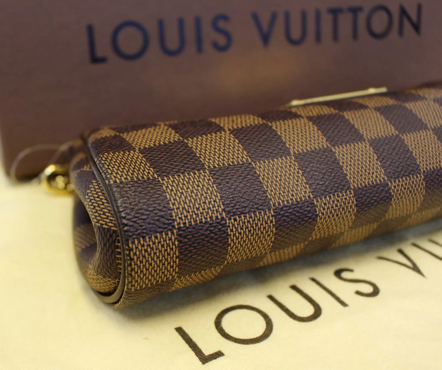 LOUIS VUITTON Damier Ebene Pochette Eva Clutch Shoulder Crossbody Bag
