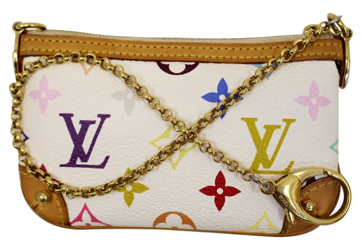 LOUIS VUITTON White Monogram Multicolore Milla PM Clutch Bag