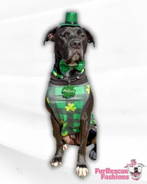 Lucky Plaid - Dog Pajama with Black Neck & Trim/Sleeves