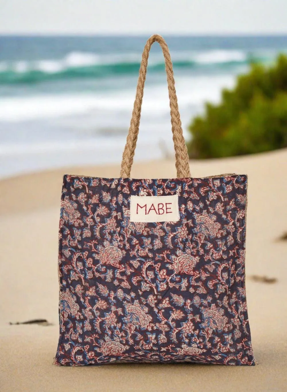 M.A.B.E  - Block-print & Jute Tote