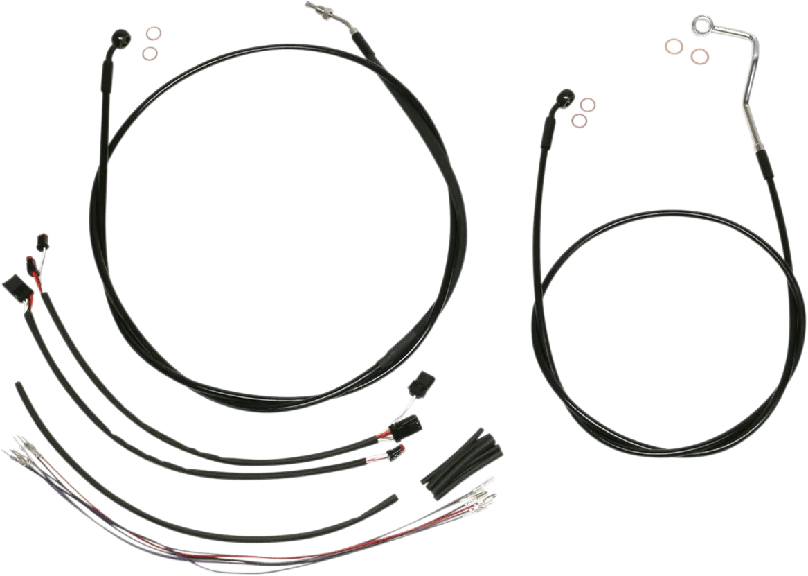Magnum 486351 Black Vinyl XR Handlebar Installation Kit with Black Fittings for 12-14in. Ape
