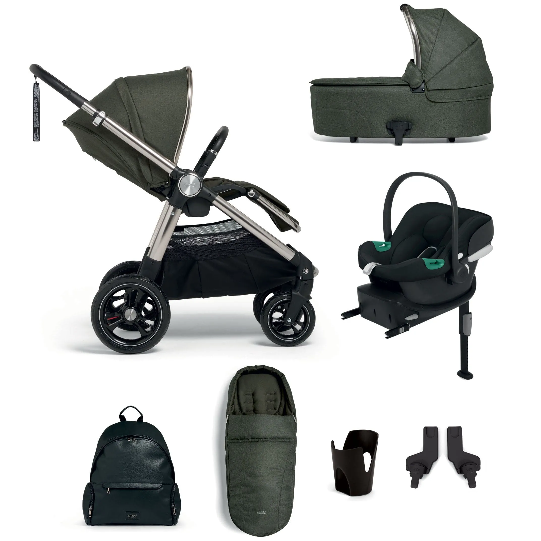 Mamas & Papas Ocarro 8 Piece Aton B2 Travel System - Hunter Green
