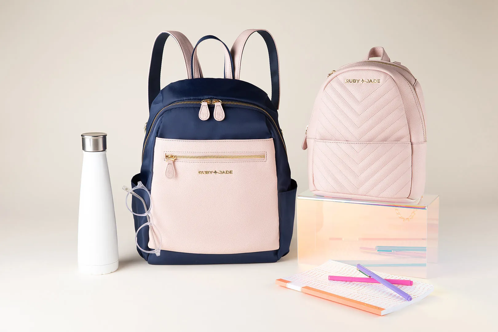 Maye - (Nylon) Navy, Blush & Gold