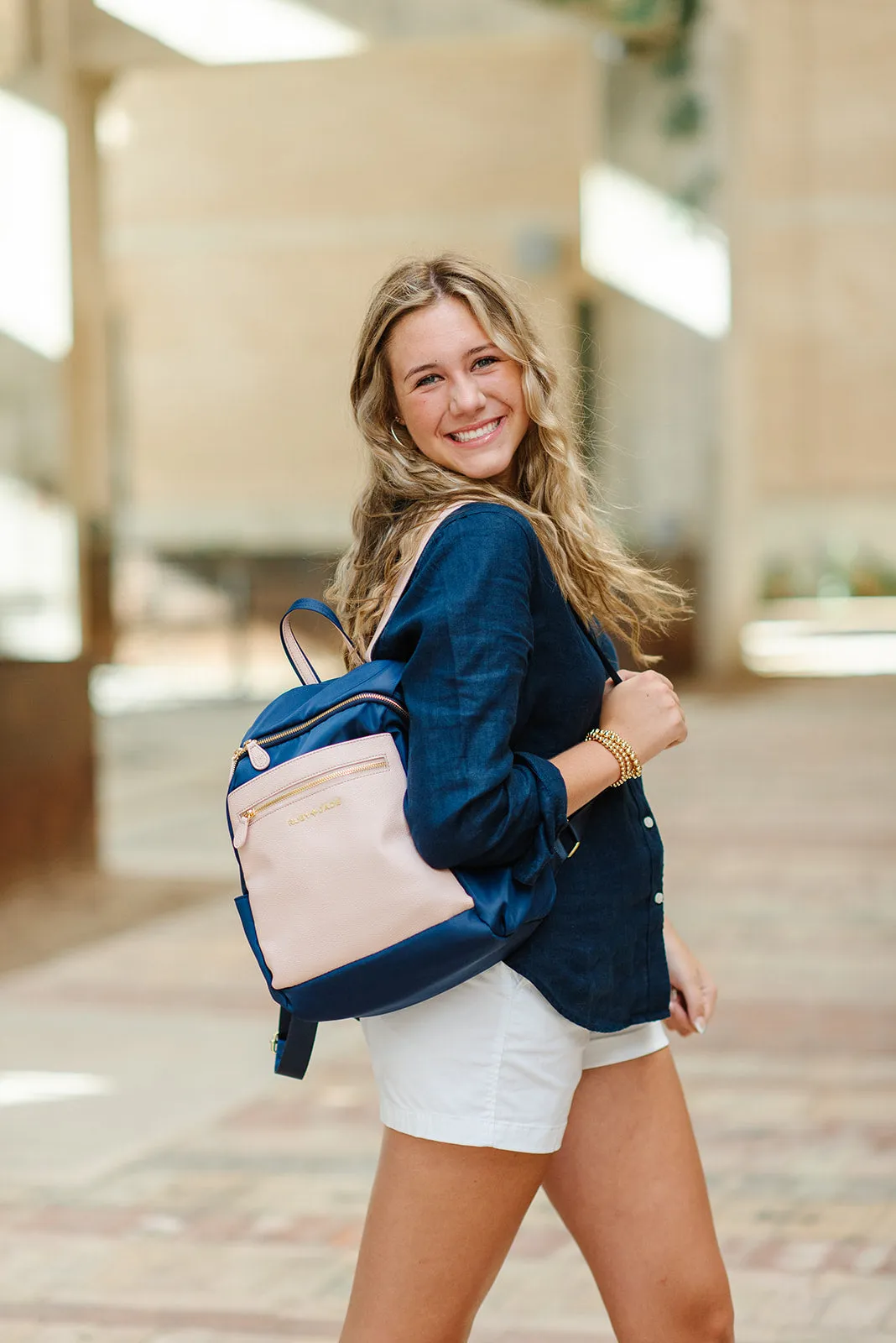Maye - (Nylon) Navy, Blush & Gold