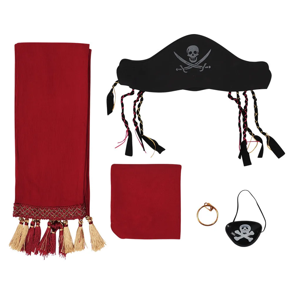 Medieval Pirate Cosplay Red Belt Hat Costume Accessories Set