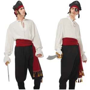 Medieval Pirate Cosplay Red Belt Hat Costume Accessories Set