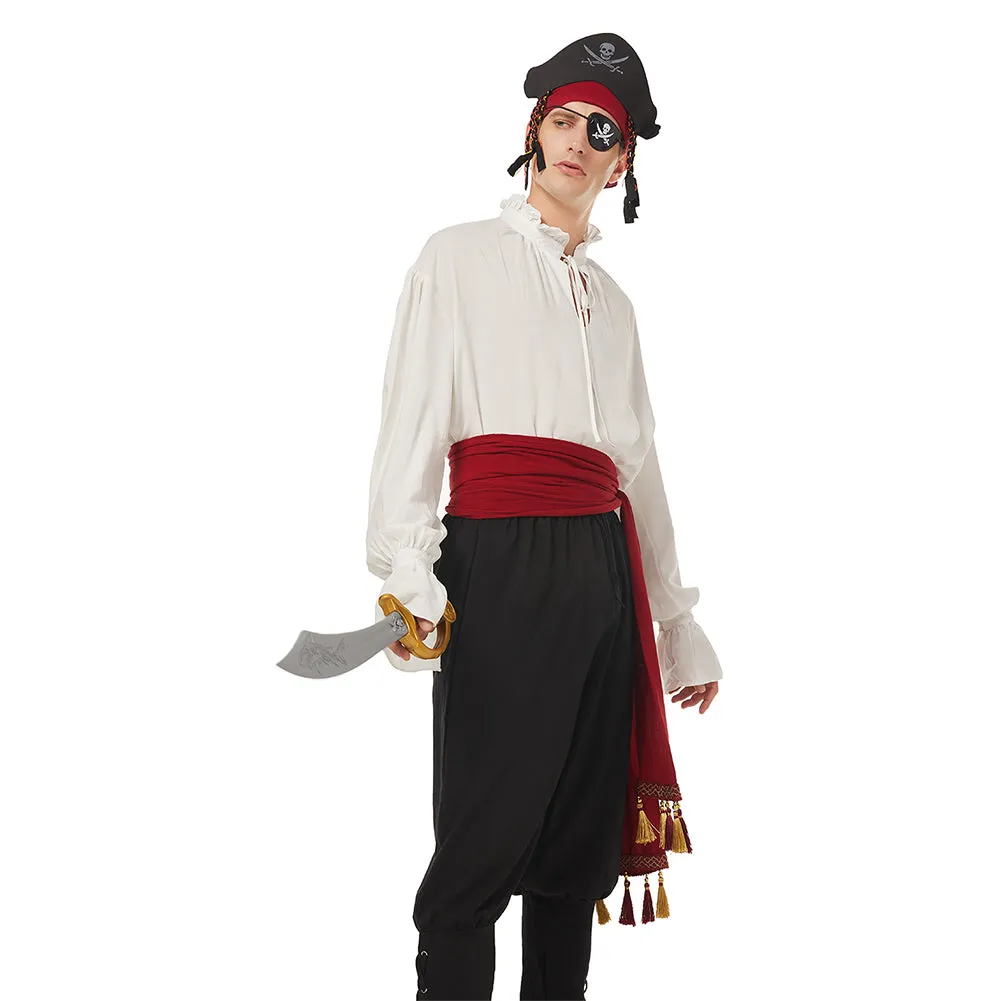 Medieval Pirate Cosplay Red Belt Hat Costume Accessories Set