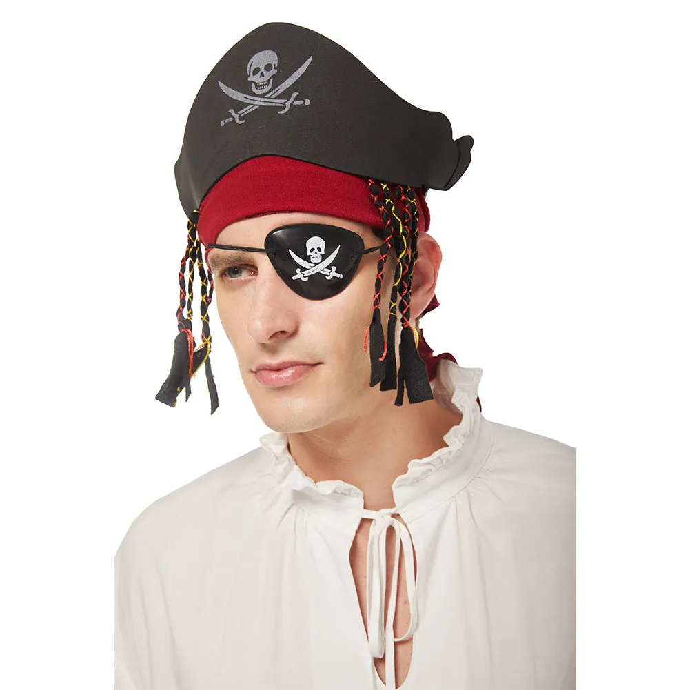 Medieval Pirate Cosplay Red Belt Hat Costume Accessories Set