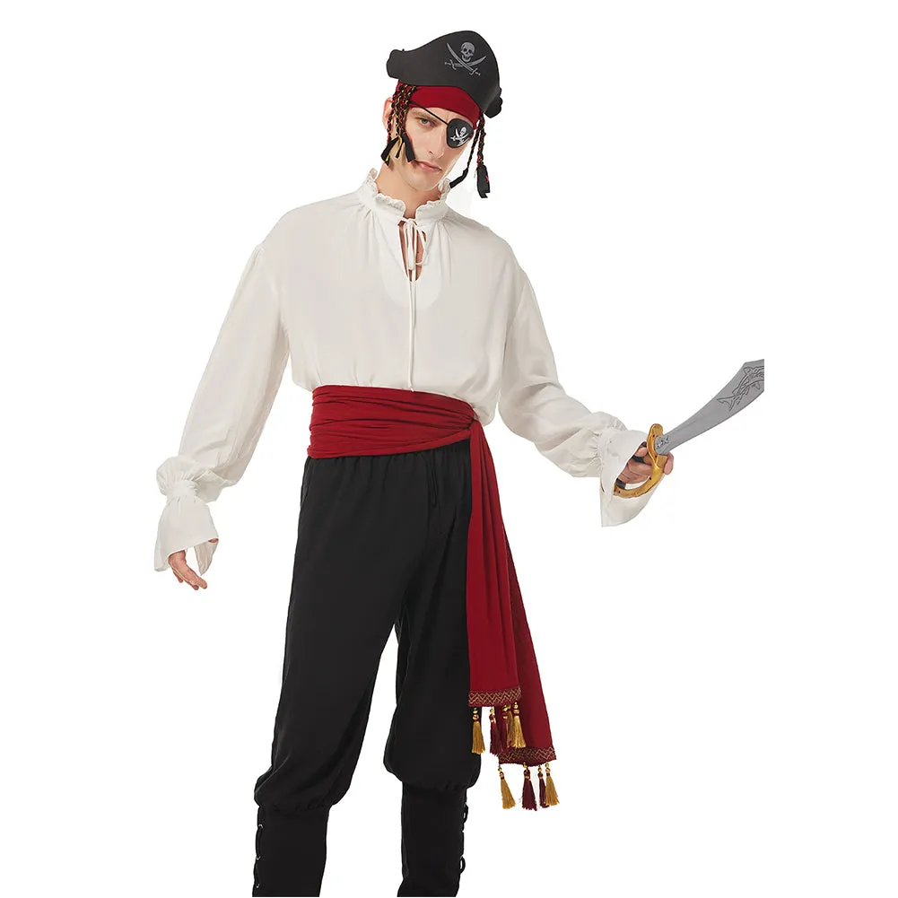 Medieval Pirate Cosplay Red Belt Hat Costume Accessories Set