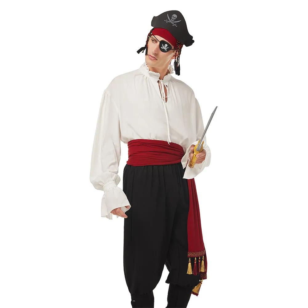 Medieval Pirate Cosplay Red Belt Hat Costume Accessories Set