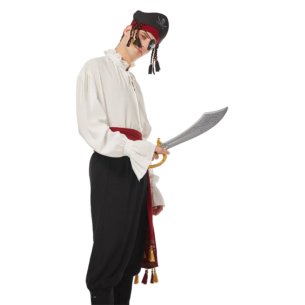 Medieval Pirate Cosplay Red Belt Hat Costume Accessories Set