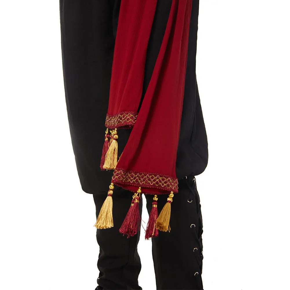 Medieval Pirate Cosplay Red Belt Hat Costume Accessories Set